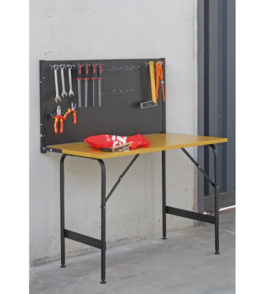 Officina E Garage-Valex Banco da lavoro richiudibile con pannello - 117x60x145 cm