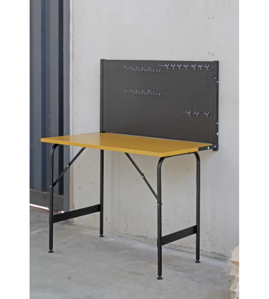 Officina E Garage-Valex Banco da lavoro richiudibile con pannello - 117x60x145 cm