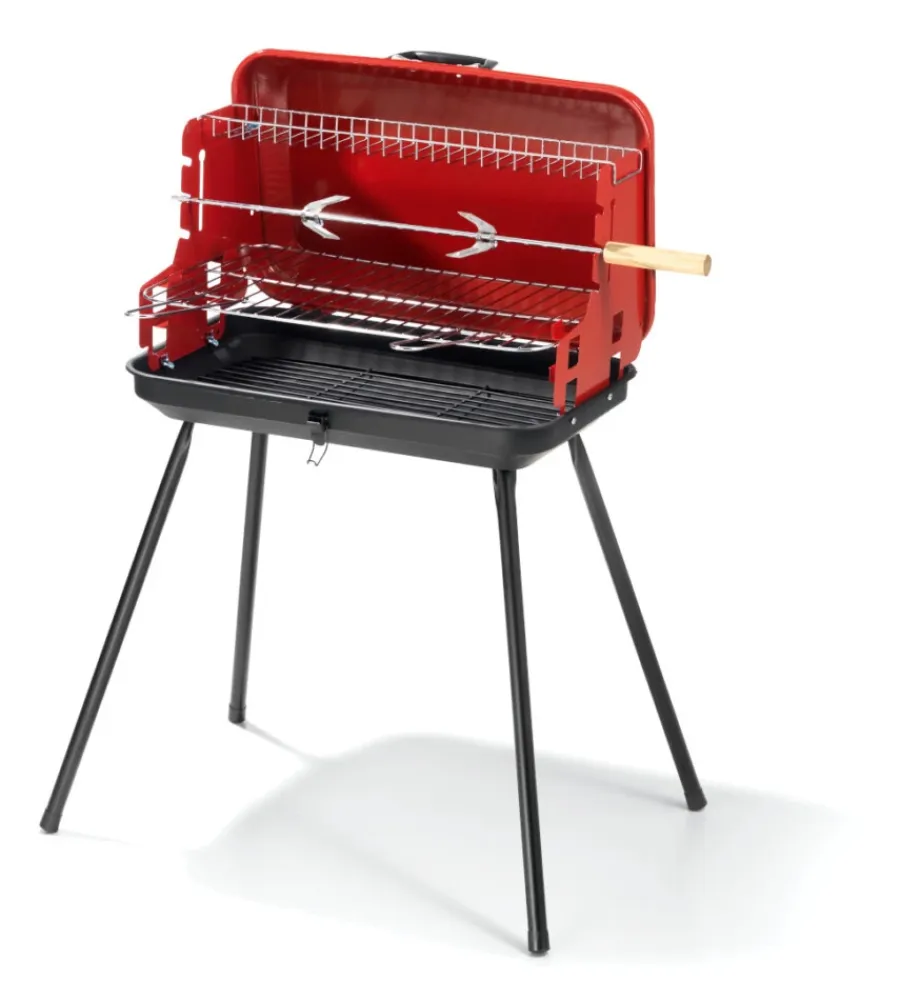 Sale Barbecue a carbone a valigetta con coperchio con griglia 28x46,5 cm Barbecue