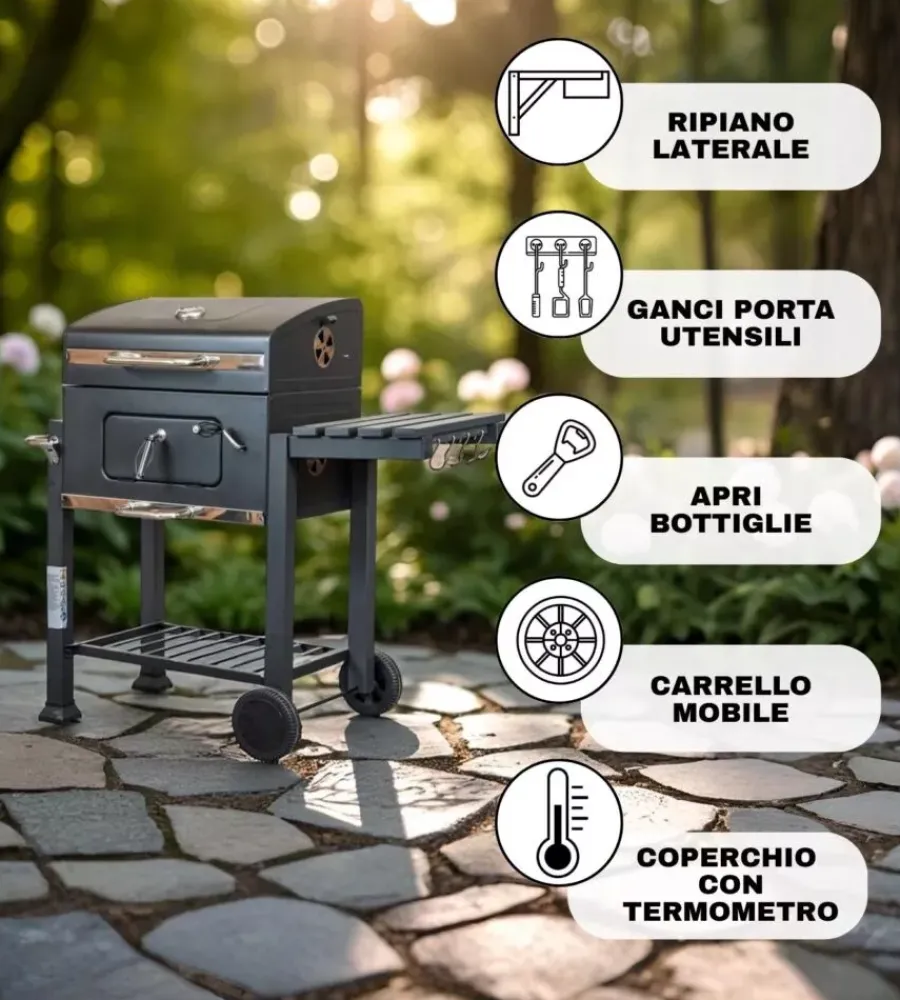 Clearance Barbecue a carbone "primo" con griglia 41x27,5 cm Barbecue