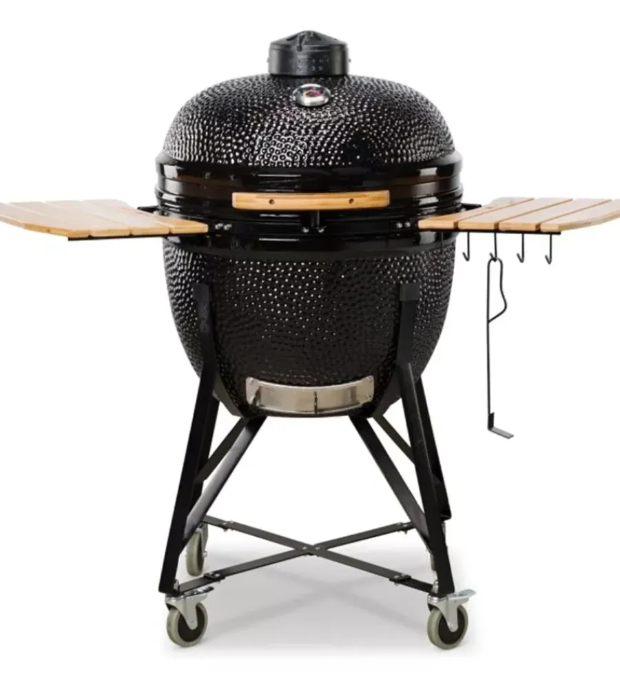 Clearance Barbecue a carbone "grande 23" in ceramica nero con rotelle 76x66x90 cm Barbecue