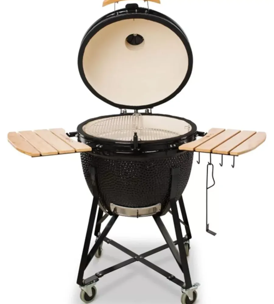 Clearance Barbecue a carbone "grande 23" in ceramica nero con rotelle 76x66x90 cm Barbecue
