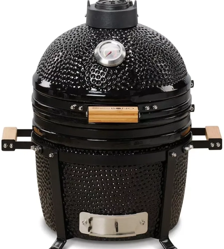 Barbecue-Kamado Bono Barbecue a carbone "minimo 15" in ceramica nero 46x46x65 cm