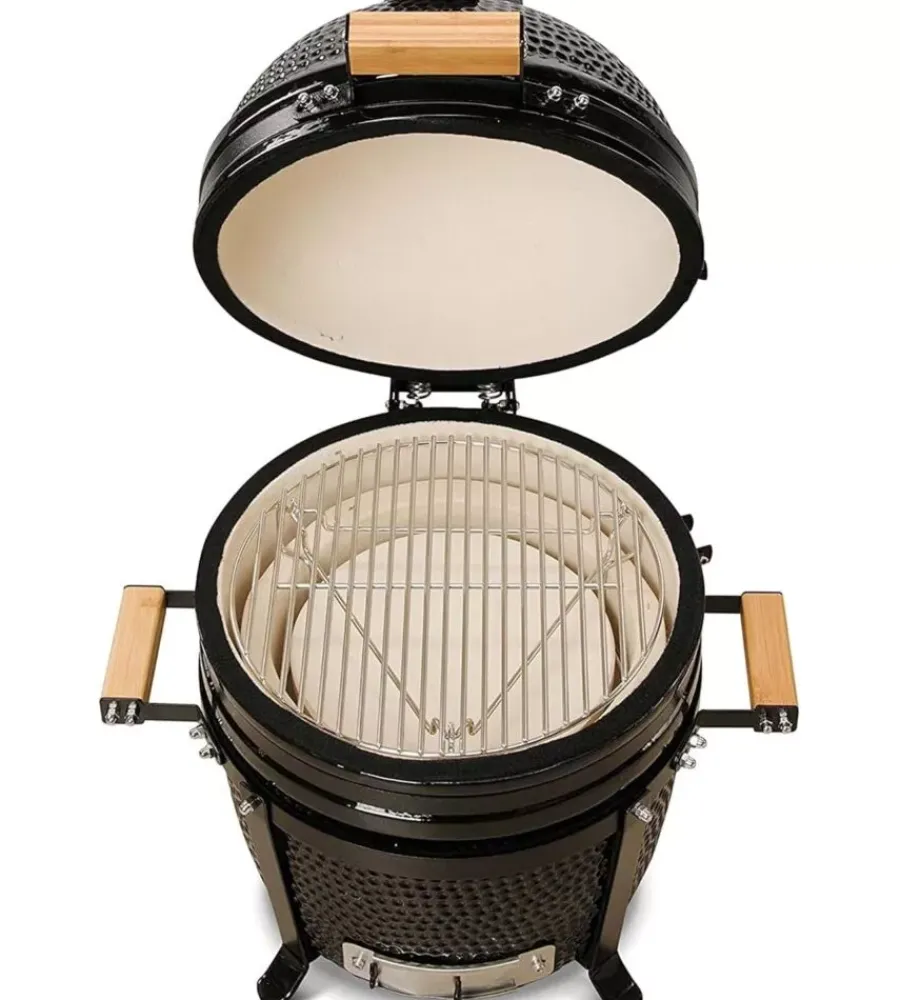 Barbecue-Kamado Bono Barbecue a carbone "minimo 15" in ceramica nero 46x46x65 cm