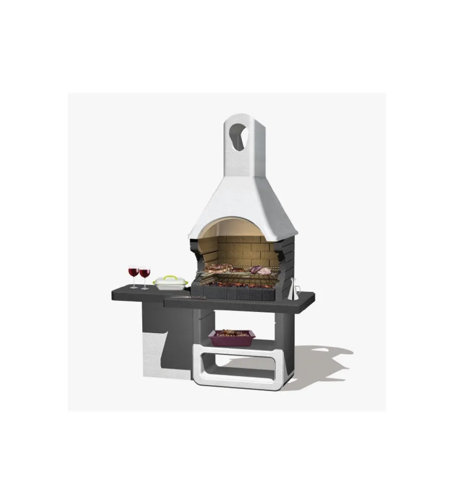 Barbecue-Sarom Fuoco Barbecue a carbonella in calcestruzzo modello ulisse, 170x64x232 cm -