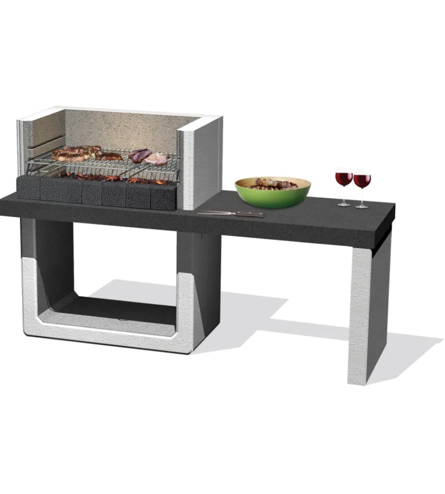 Sarom Fuoco Barbecue|Barbecue a carbonella in calcestruzzo "porto new" 160x51,5x97 cm