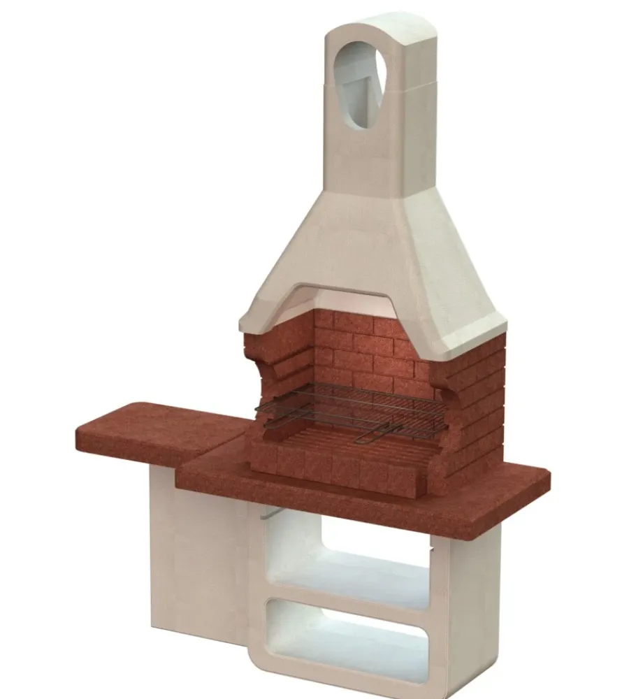 Barbecue-Sarom Fuoco Barbecue a carbonella in calcestruzzo "sparta" 170x64x232 cm