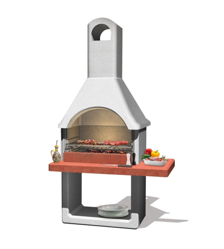 Barbecue-Sarom Fuoco Barbecue a carbonella in cemento "milano" 88x58x197,3 cm