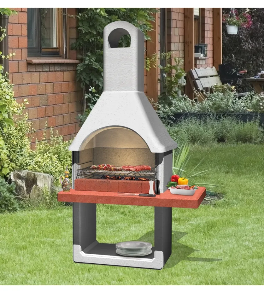 Barbecue-Sarom Fuoco Barbecue a carbonella in cemento "milano" 88x58x197,3 cm