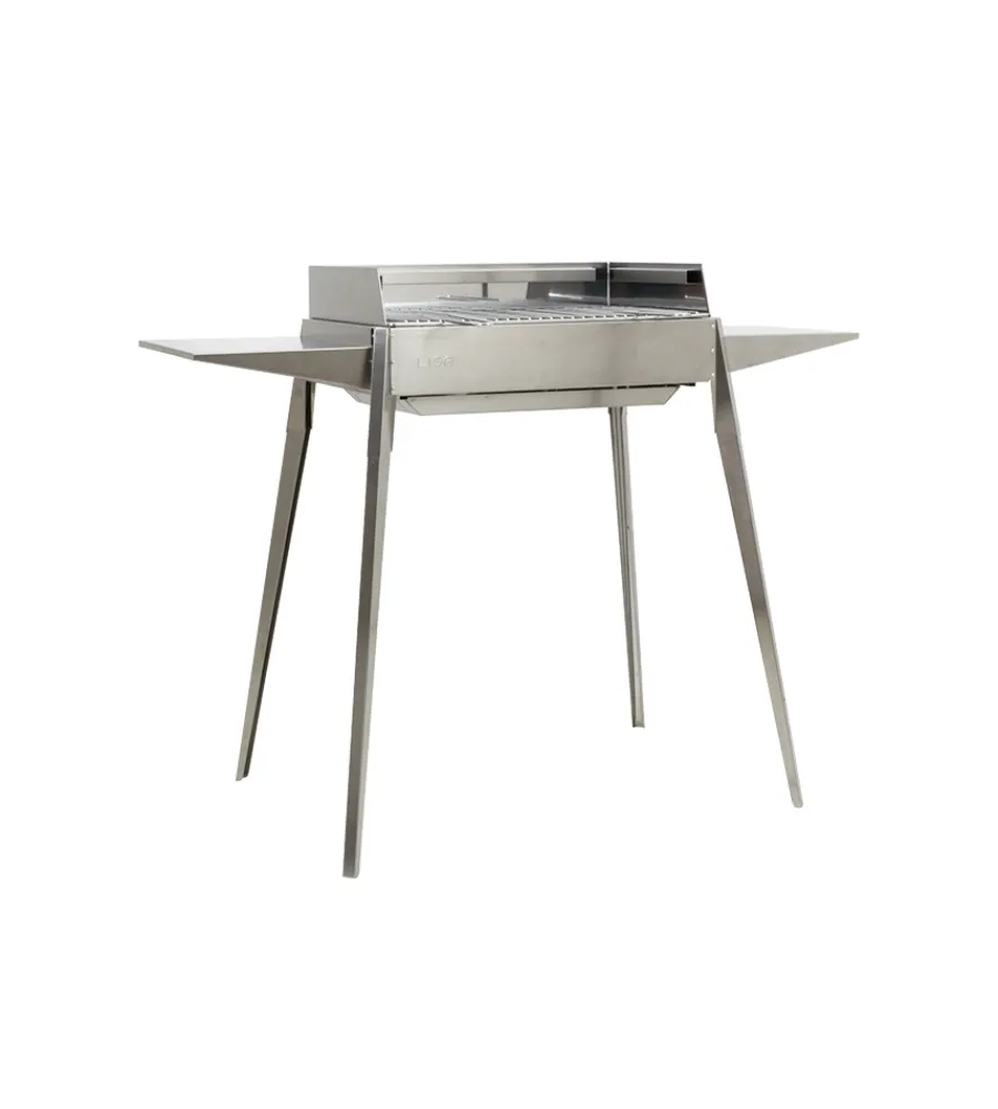 Barbecue-Lisa Barbecue a carbonella "etna" in acciaio inox 122x62x85 cm