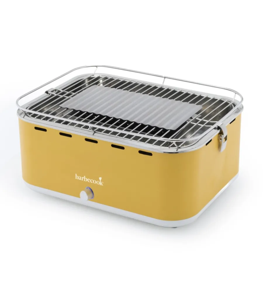 New Barbecue a carbonella portatile da tavolo "carlo" giallo 38,5x28,5 cm Barbecue