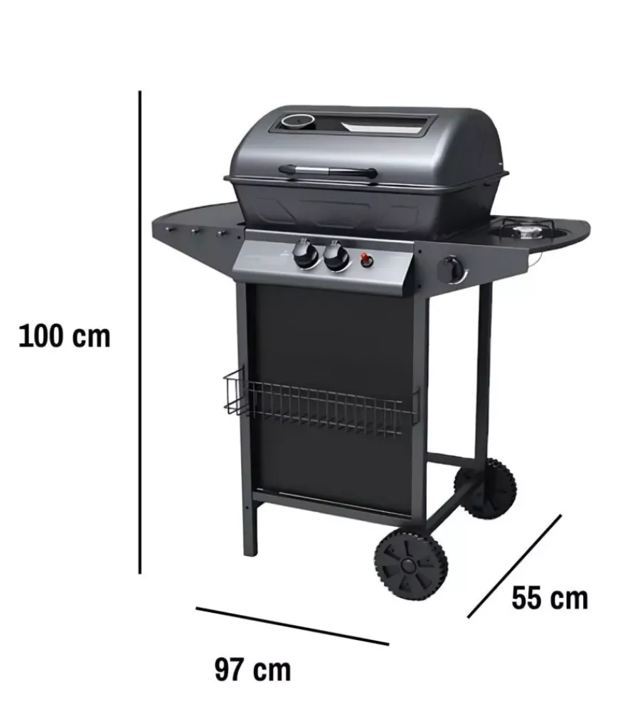 Barbecue-Arnold Barbecue a gas "nevada" con finestra in vetro 3 bruciatori