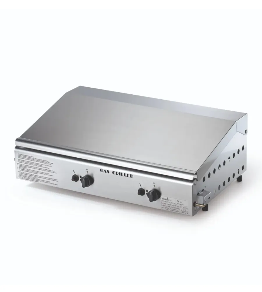 Barbecue-Ompagrill Barbecue a gas con plancha doppia e coperchio 2 bruciatori