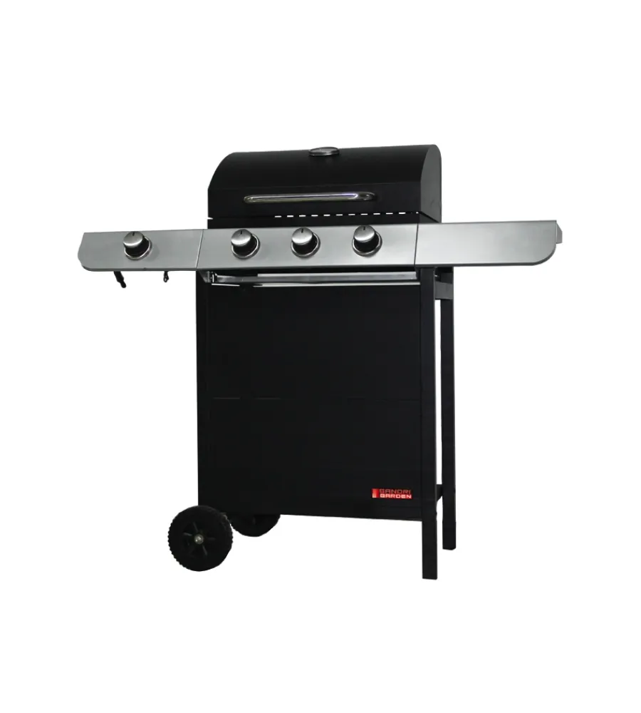 Barbecue a gas "cuba" 3 bruciatori e fornello laterale 110x51x100 cm Barbecue