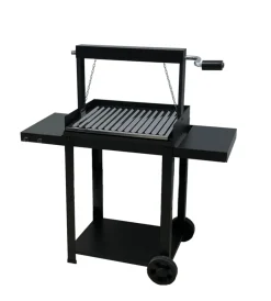 Barbecue- Barbecue a legna e carbone  "montevideo" con griglia regolabile da maniglia e catena, 57,5x40x113 cm