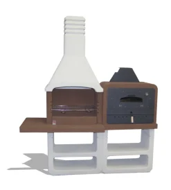 Sarom Fuoco Barbecue|Barbecue a legna o carbonella in cemento "portofino" 194x64x228,5 cm