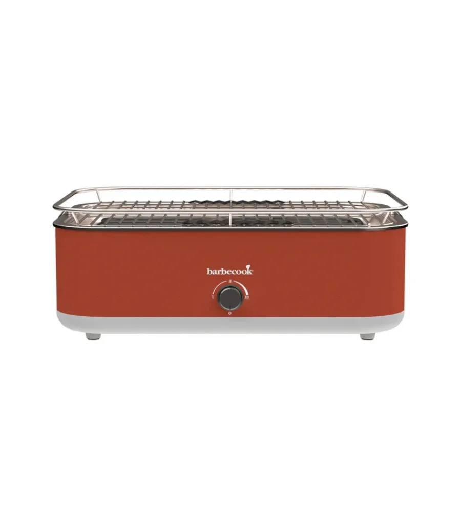 Best Barbecue elettrico da tavolo "e-carlo" in acciaio inox rosso griglia 38,5x28,5 cm Barbecue