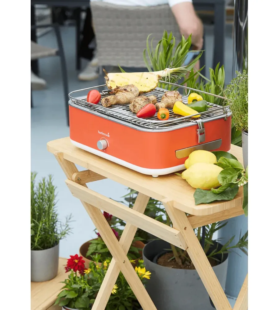 Best Barbecue elettrico da tavolo "e-carlo" in acciaio inox rosso griglia 38,5x28,5 cm Barbecue