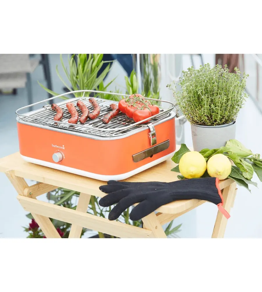 Best Barbecue elettrico da tavolo "e-carlo" in acciaio inox rosso griglia 38,5x28,5 cm Barbecue