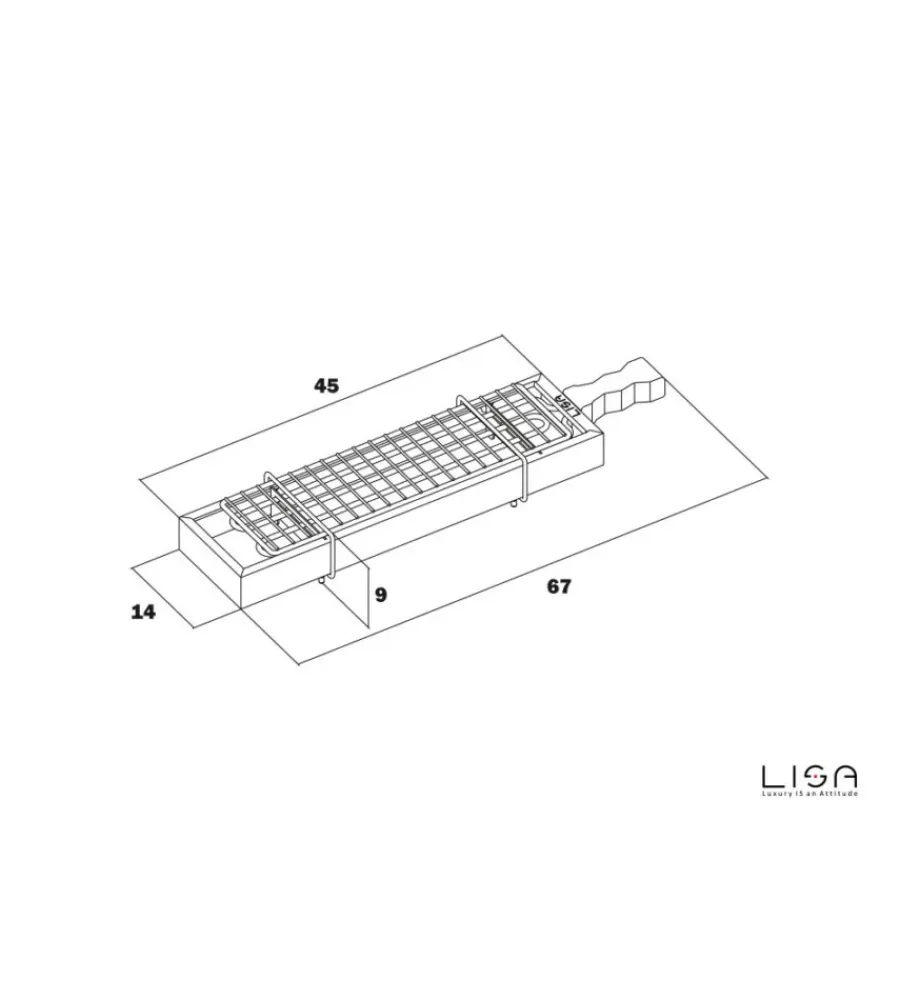Hot Barbecue elettrico "ebbq" in acciaio inox con griglia 66x14 cm Barbecue