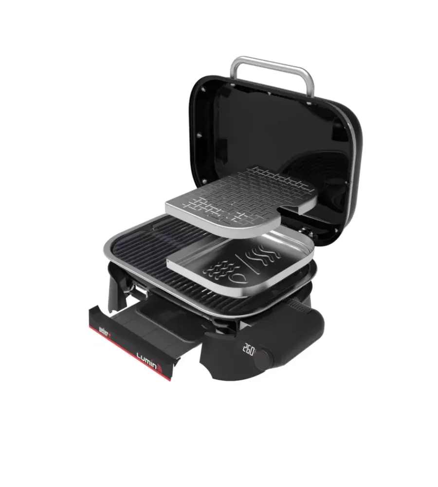 Outlet Barbecue elettrico "lumin smart black" nero con griglia 49x33 cm Barbecue