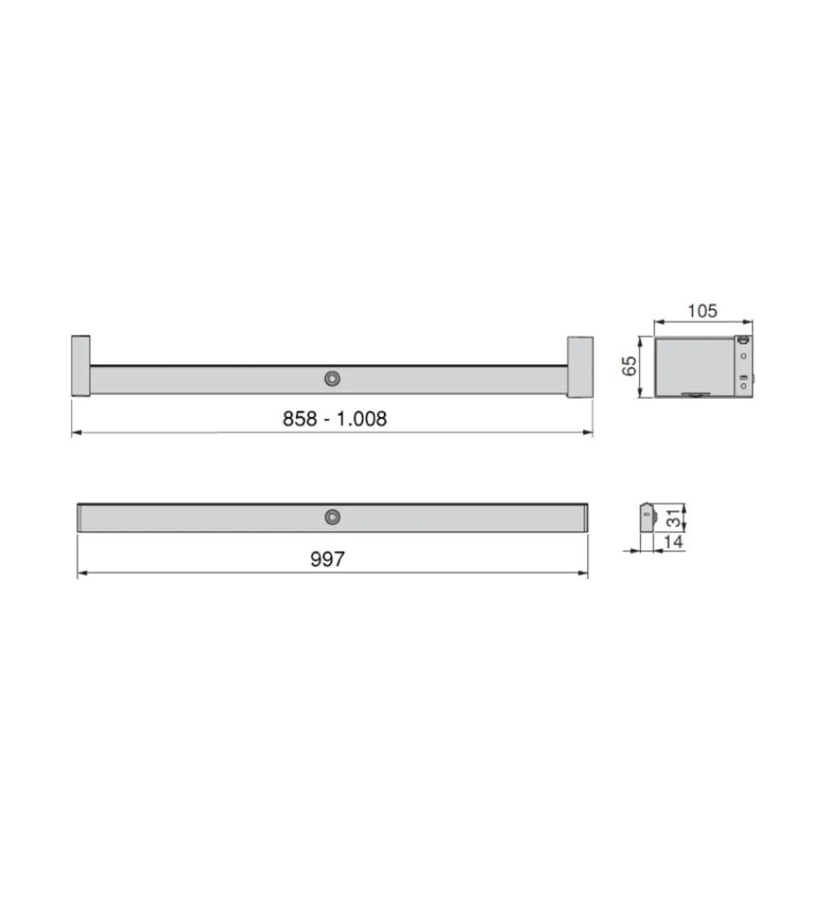 Armadi-Emuca Barra appendiabili per armadi regolabile 858-1.008 mm batteria rimovibil e sensore di movimento anodizzato opaco - .