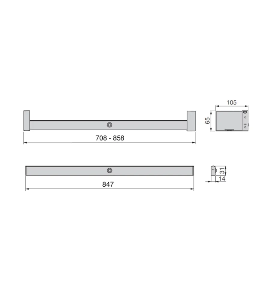 Armadi-Emuca Barra appendiabili per armadi regolabile 708-858 mm batteria rimovibil e sensore di movimento anodizzato opaco - .