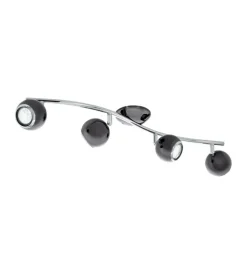 Best Barra con 4 faretti led "bimeda" in acciaio nero, gu10 Illuminazione Per Interno