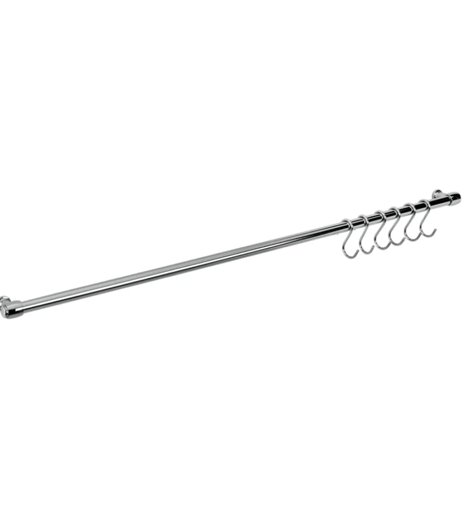 Accessori Cucina- Barra cromata cm.80 + 6 ganci cromati a s lonardo