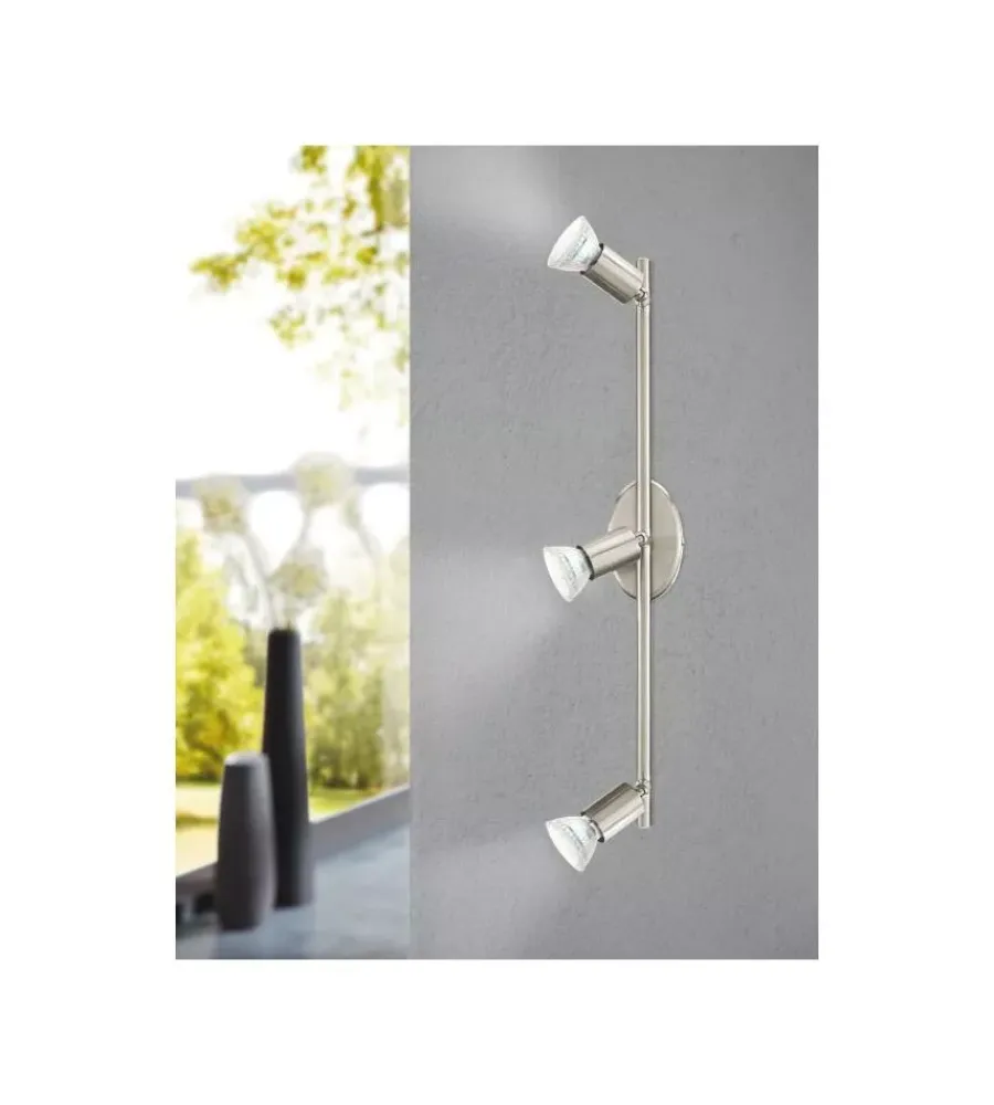 Illuminazione Per Interno-Eglo Barra led a soffitto da interno "buzz led" grigio 3 luci 3000k