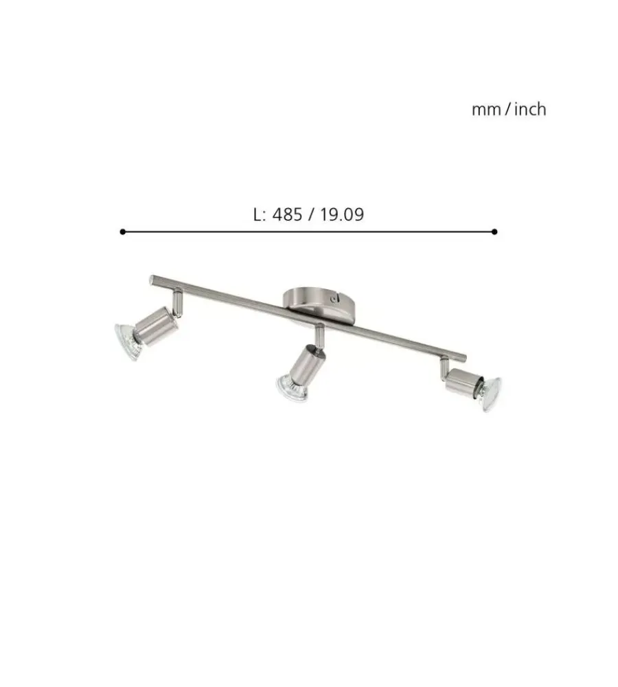 Illuminazione Per Interno-Eglo Barra led a soffitto da interno "buzz led" grigio 3 luci 3000k