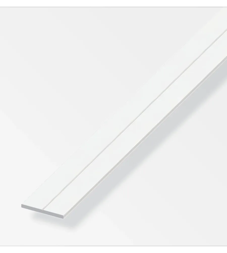 Ferramenta Per Mobili E Infissi-Alfer aluminium Barra piatta 35.5x3 pvc bianco - 1 metro.