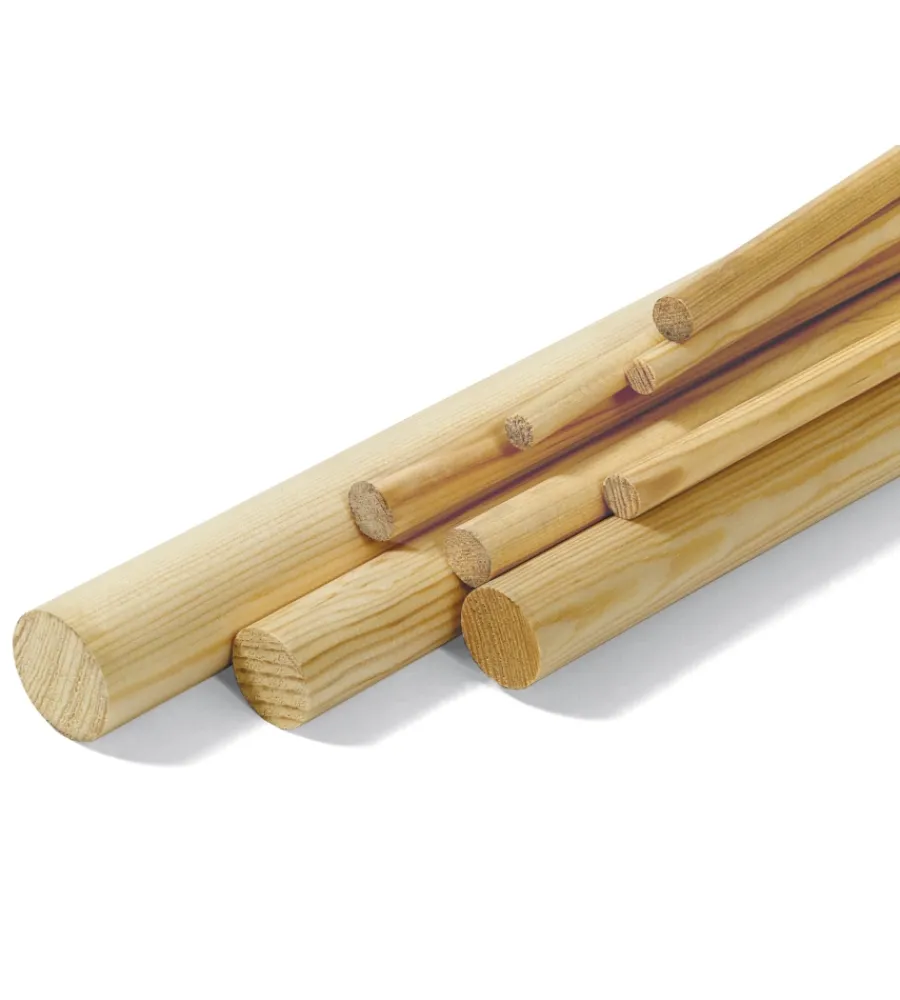 Profili Piallati- Bastoni tondi lisci in pino netto nodi ø 23 x 1000 mm