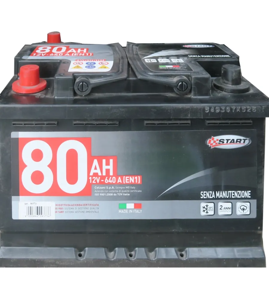 Elettrico- Batteria auto 80ah 12v 640a polo positivo sinistro cassetta l3