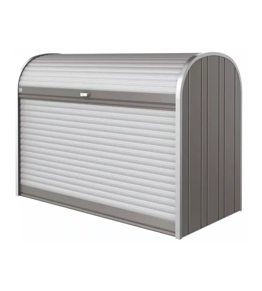 Hot Baule da esterno a serrande impermeabile "storemax 190" in acciaio zincato grigio quarzo metallizzato 2080 lt 190x97x136 cm - cod. 70020 Contenitori Da Esterno