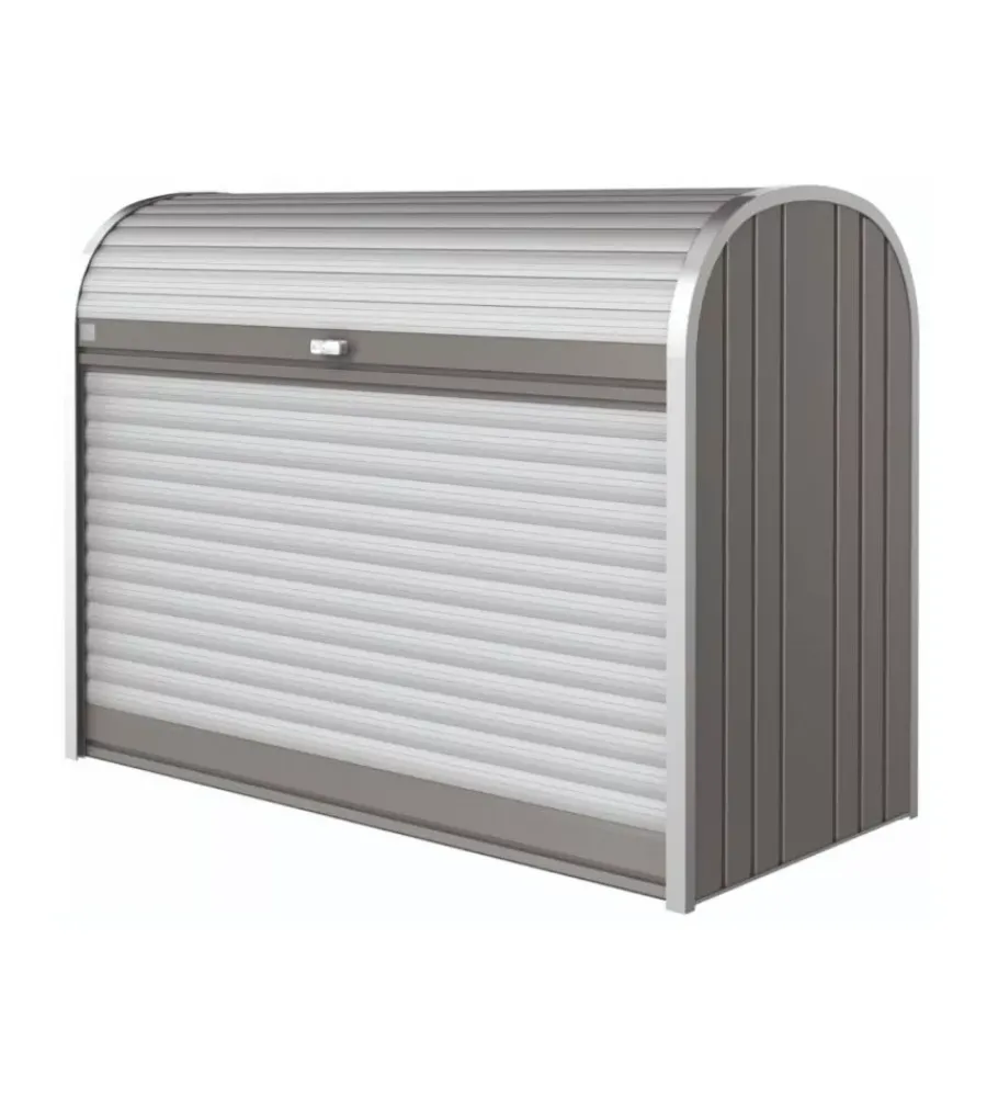 Contenitori Da Esterno-Biohort Baule da esterno a serrande impermeabile "storemax 160" in acciaio zincato grigio quarzo metallizzato 1200 lt 163x78x120 cm - cod. 70010