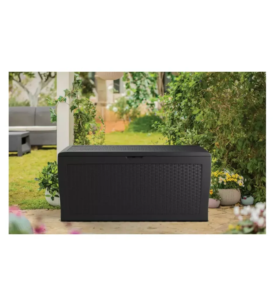 Online Baule da esterno con ruote "samoa" in resina marrone 270 lt 116x44,7x57 cm Contenitori Da Esterno