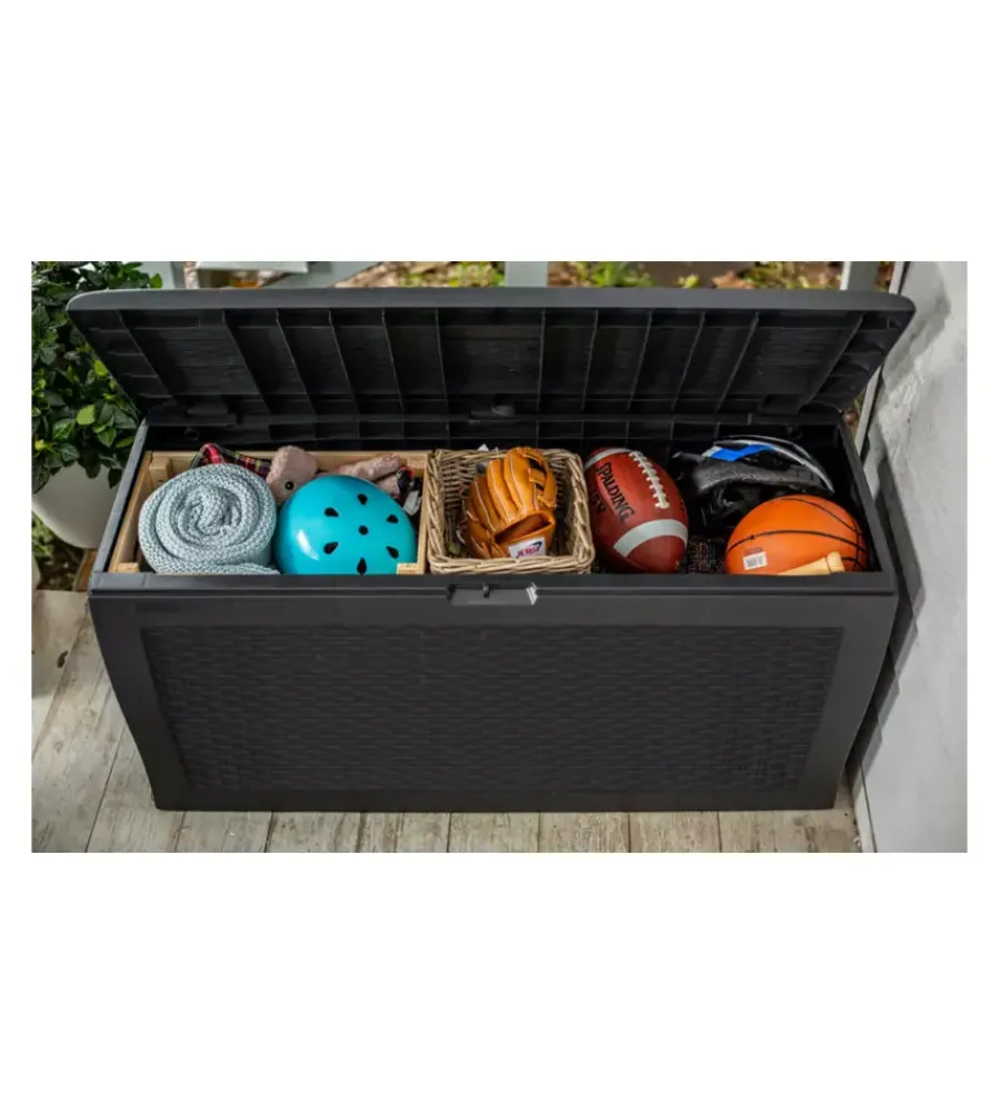 Online Baule da esterno con ruote "samoa" in resina marrone 270 lt 116x44,7x57 cm Contenitori Da Esterno