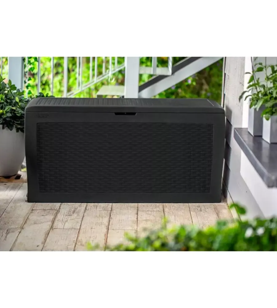 Keter Contenitori Da Esterno|Baule da esterno con ruote "samoa" in resina grafite 270 lt 116x44,7x57 cm