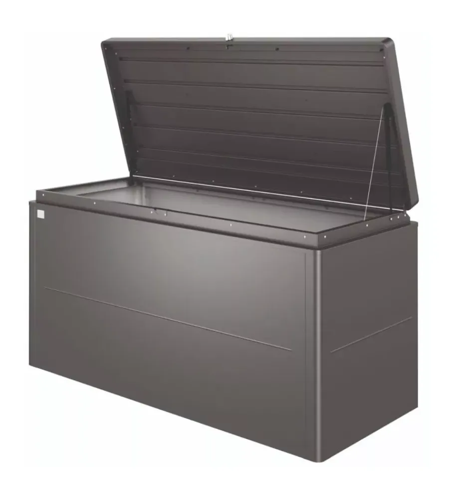 Contenitori Da Esterno-Biohort Baule da esterno impermeabile "loungebox 160" in acciaio zincato grigio scuro metallizzato 850 lt 160x70x83,5 cm - cod. 65065