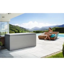 Biohort Contenitori Da Esterno|Baule da esterno impermeabile "loungebox 200" in acciaio zincato grigio quarzo metallizzato 1400 lt 199x80x81 cm - cod. 68075