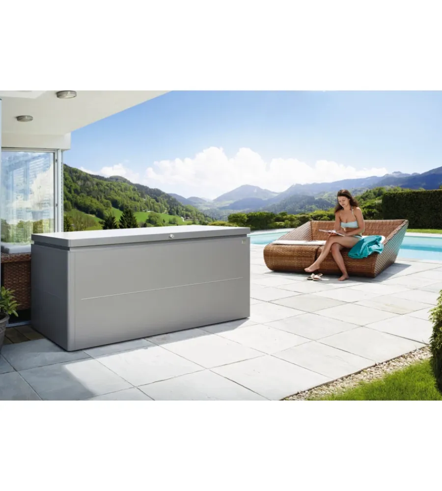 Biohort Contenitori Da Esterno|Baule da esterno impermeabile "loungebox 200" in acciaio zincato grigio quarzo metallizzato 1400 lt 199x80x81 cm - cod. 68075