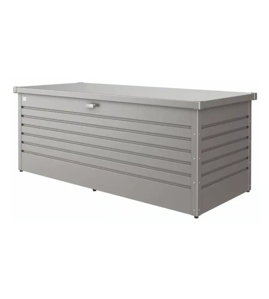 Discount Baule da esterno impermeabile "180" in acciaio zincato grigio quarzo metallizzato 800 lt 181x79x71 cm - cod. 68030 Contenitori Da Esterno