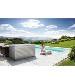 Contenitori Da Esterno-Biohort Baule da esterno impermeabile "160" in acciaio zincato grigio quarzo metallizzato 830 lt 160x79x83 cm - cod. 68060