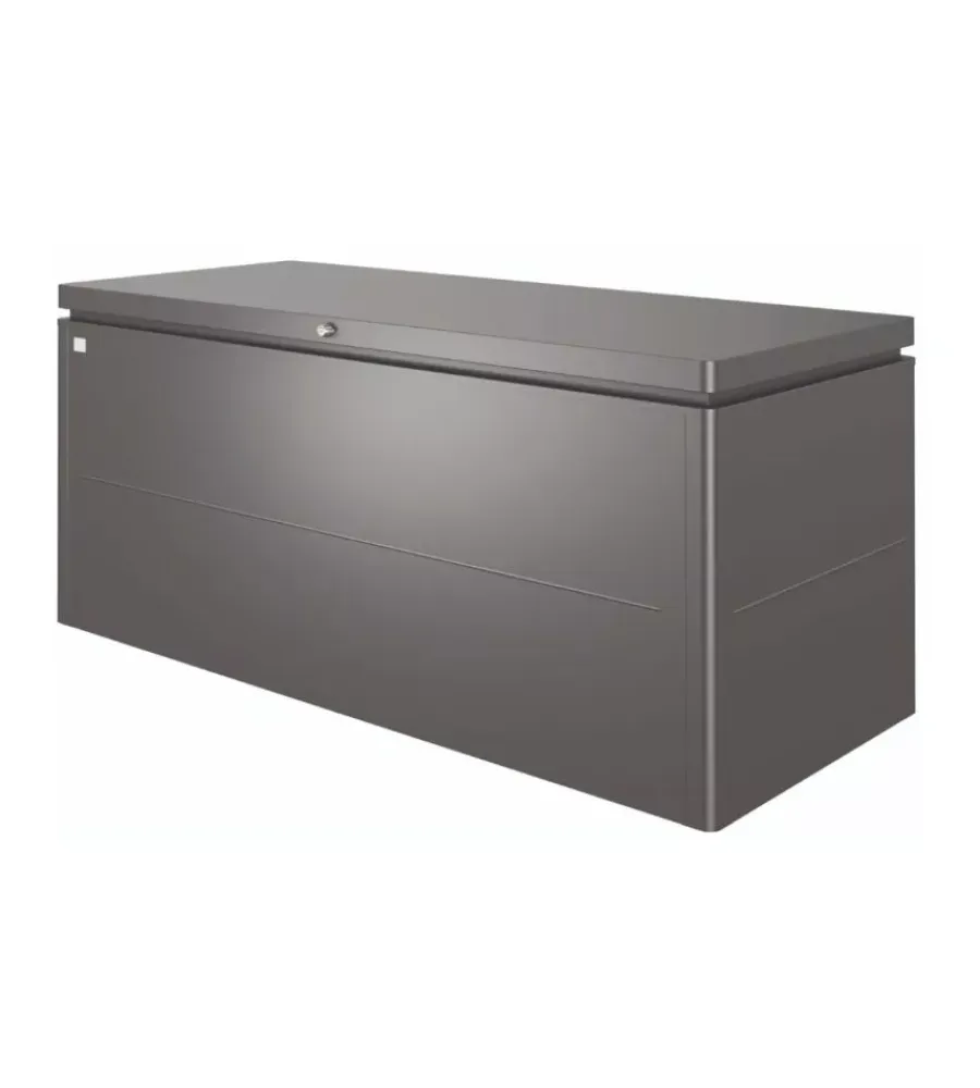 Outlet Baule da esterno impermeabile "loungebox 200" in acciaio zincato grigio scuro metallizzato 1400 lt 199x80x81 cm - cod. 65075 Contenitori Da Esterno