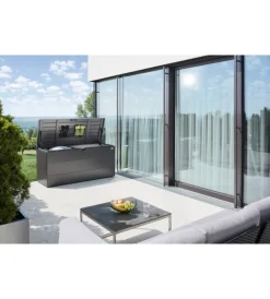 Contenitori Da Esterno-Biohort Baule da esterno impermeabile "stylebox 170" in acciaio zincato grigio scuro metallizzato 685 lt 170x70x81 cm - cod. b340710