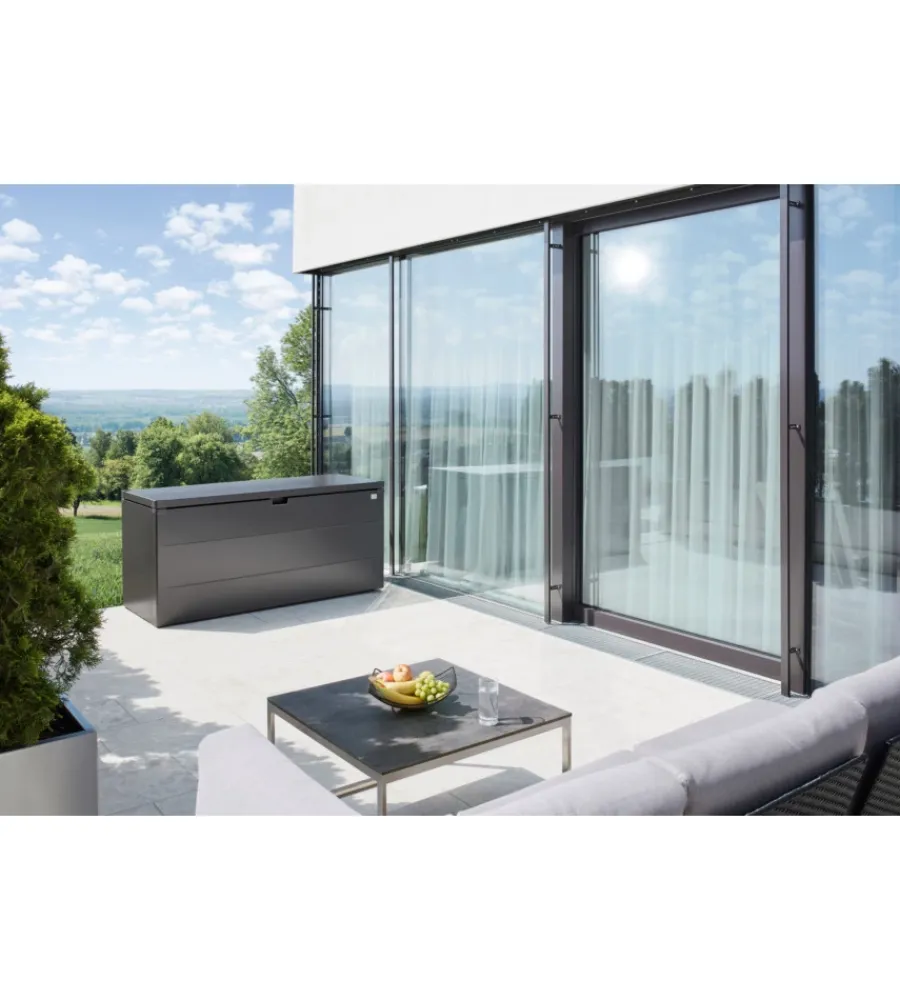 Contenitori Da Esterno-Biohort Baule da esterno impermeabile "stylebox 170" in acciaio zincato grigio scuro metallizzato 685 lt 170x70x81 cm - cod. b340710