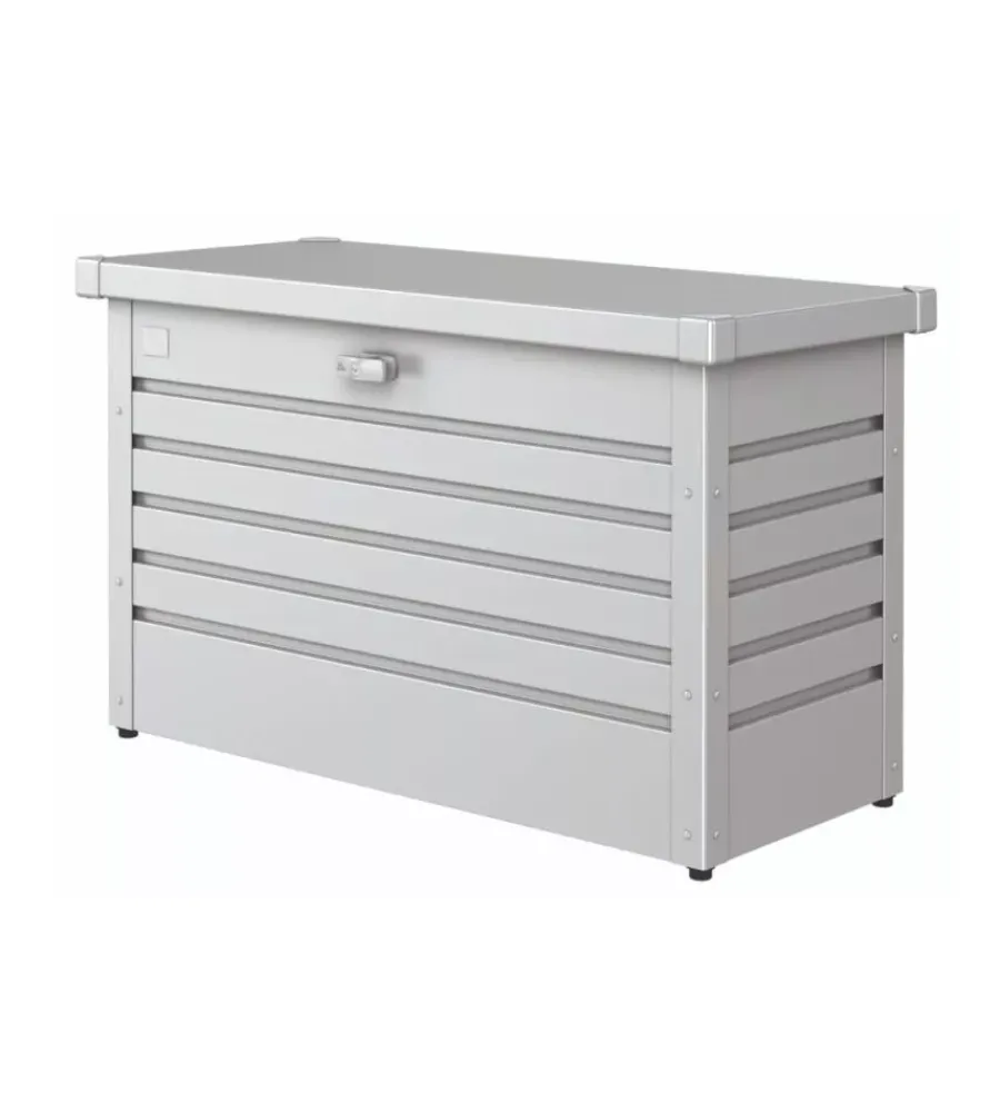 Hot Baule da esterno impermeabile "100" in acciaio zincato argento metallizzato 195 lt 101x46x61 cm - cod. 64010 Contenitori Da Esterno