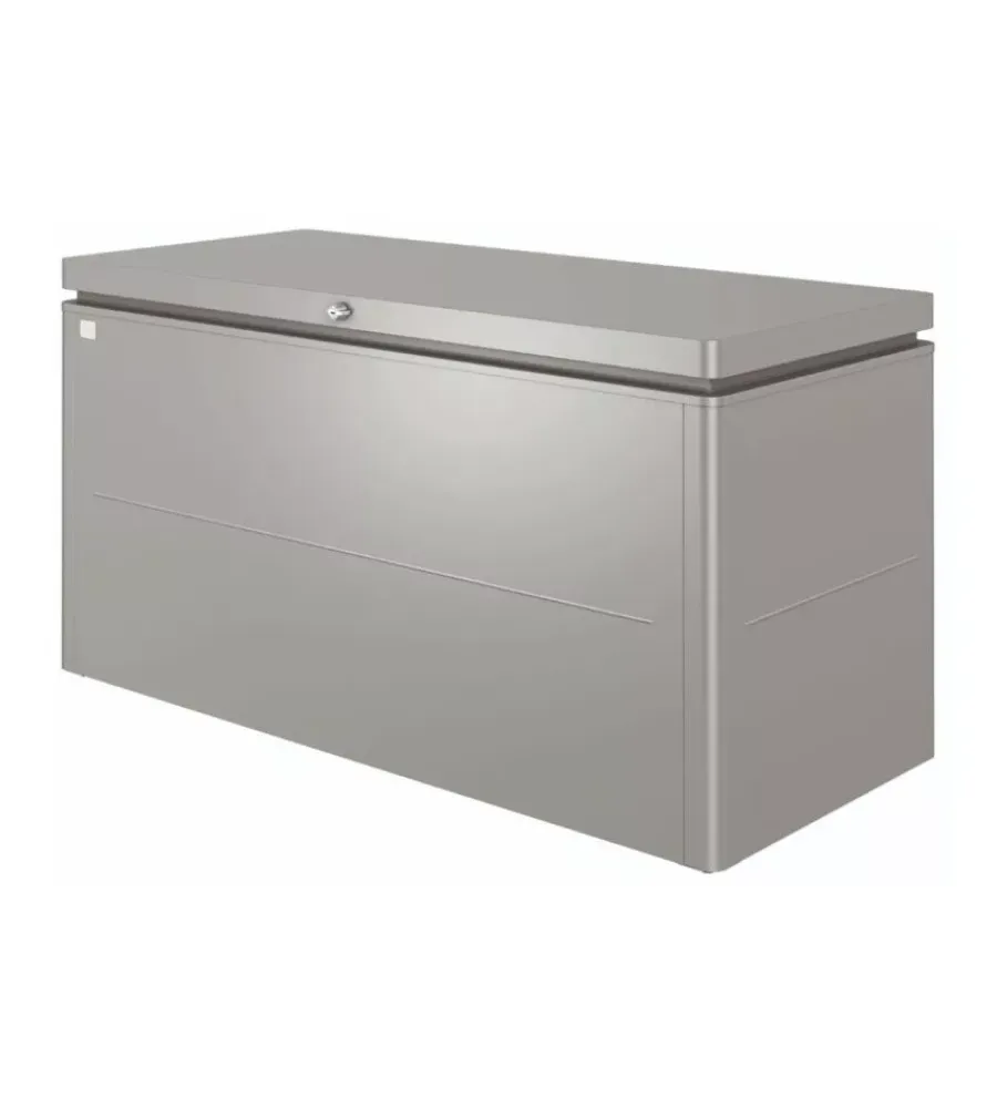 Contenitori Da Esterno-Biohort Baule da esterno impermeabile "loungebox 160" in acciaio zincato grigio quarzo metallizzato 850 lt 160x70x83,5 cm - cod. 68065