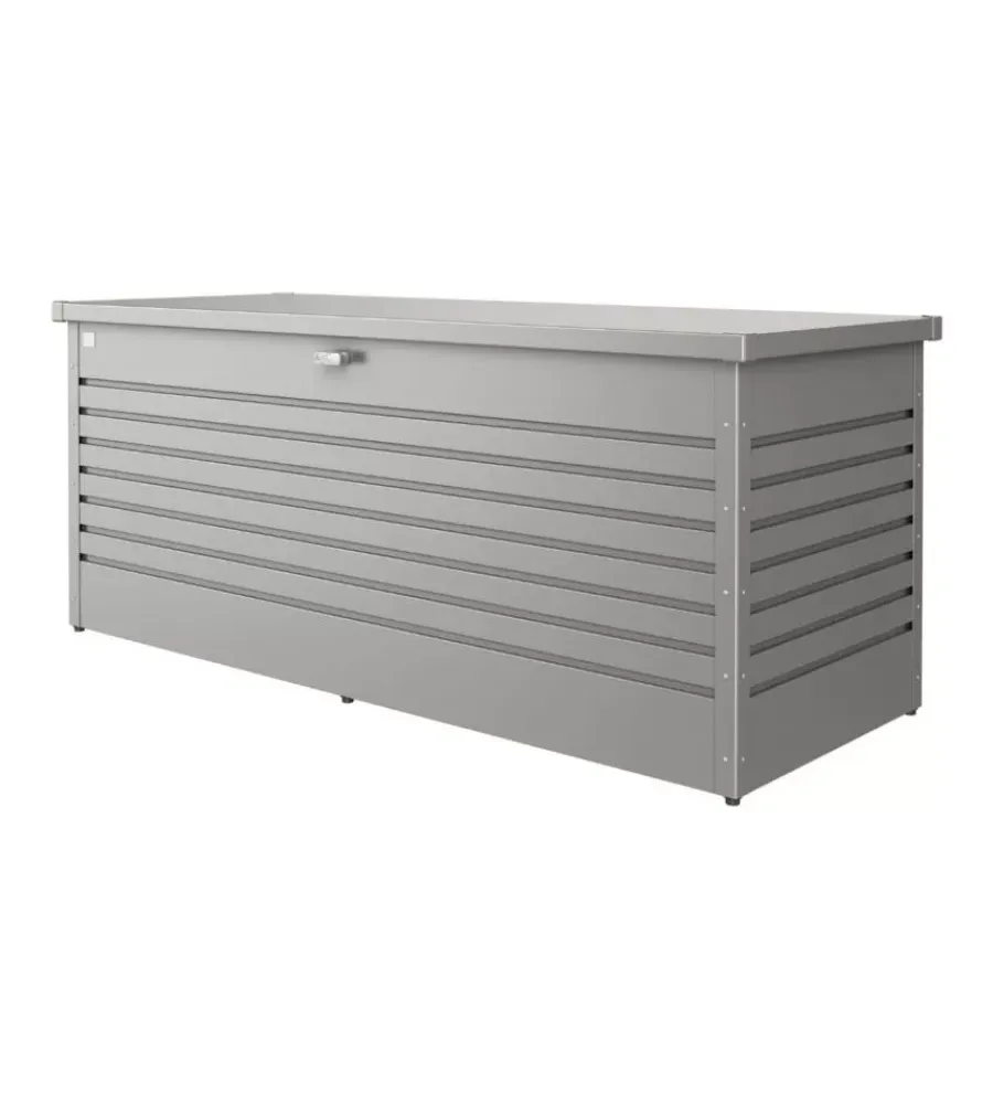 Contenitori Da Esterno-Biohort Baule da esterno impermeabile "freizeitbox 200" in acciaio zincato grigio quarzo metallizzato 1050 lt 201x79x83 cm